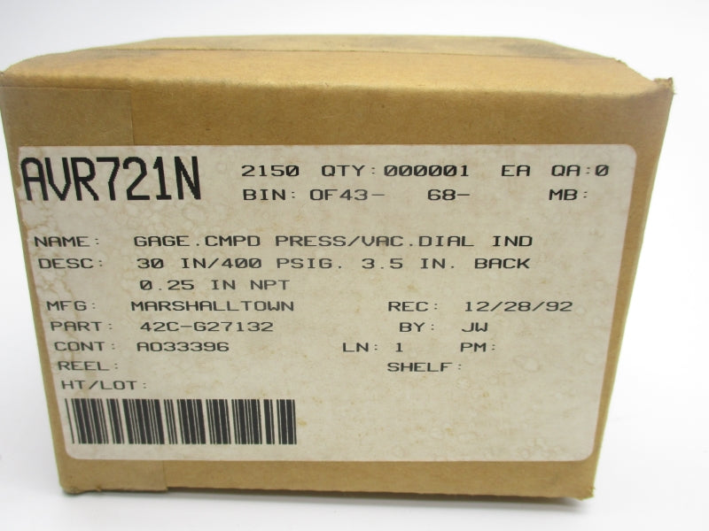 MARSHALLTOWN 42C-G27132 30IN/400PSI 3.5" NSFS