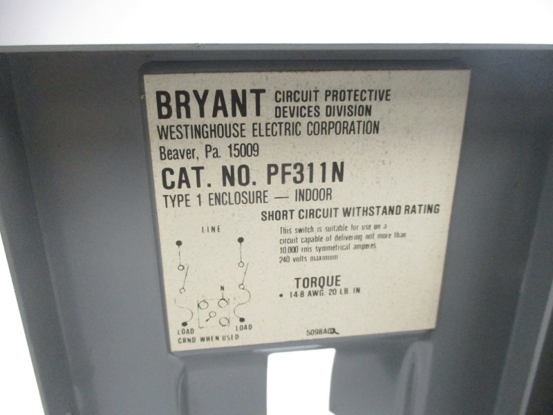 WESTINGHOUSE PF-311-N 120/240VAC 30A UNMP