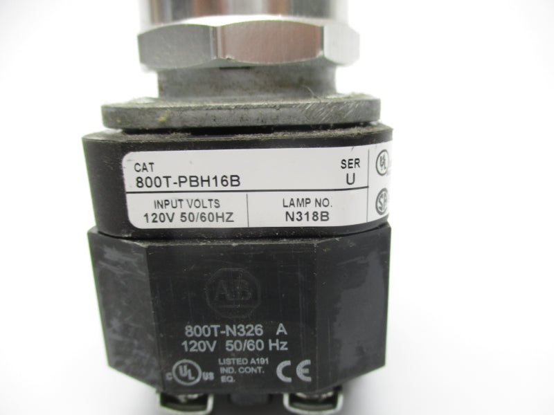 ALLEN BRADLEY 800T-PBH16B SER. U 120V NSNP
