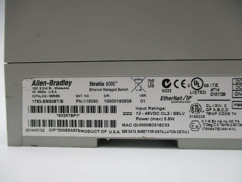 ALLEN BRADLEY 1783-EMS08T SER. B 12-48VDC NSNP