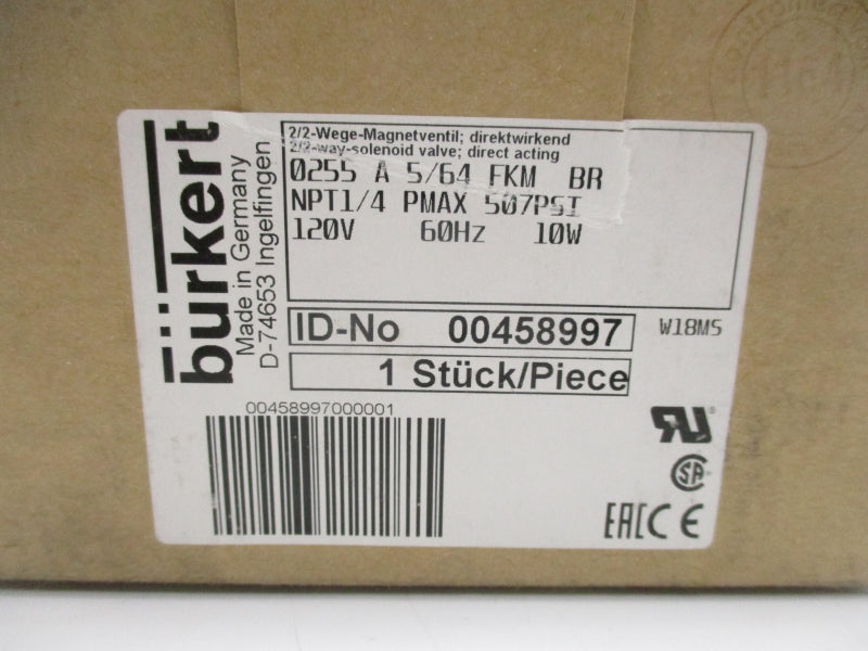 BURKERT 00458997 120V 507PSI NSMP