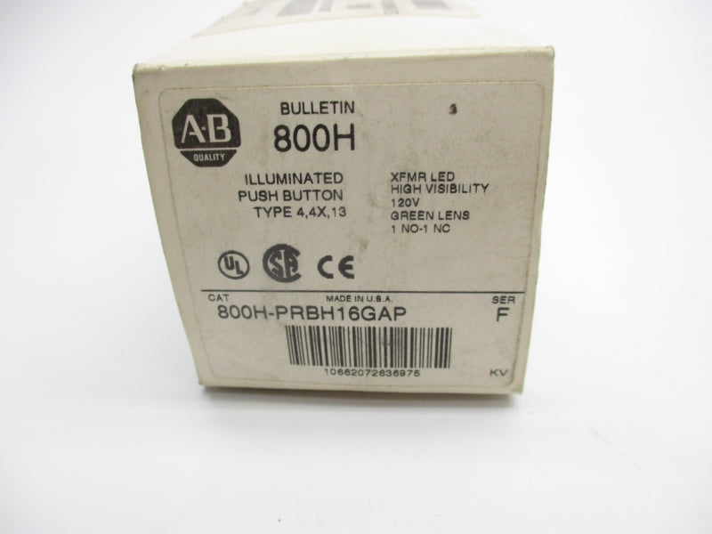 ALLEN BRADLEY 800H-PRBH16GAP SER. F 120V (WH) NSMP