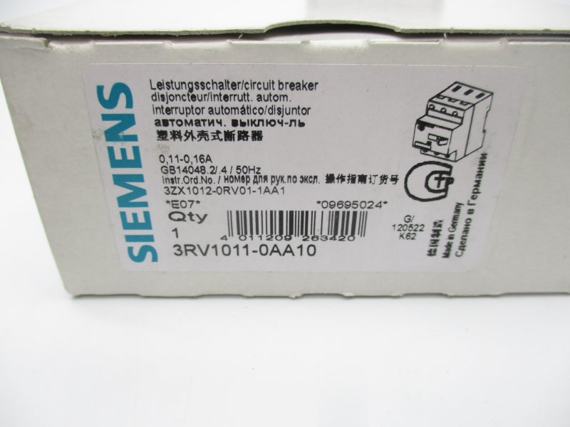 SIEMENS 3RV1011-0AA10 690V 0.11-0.16A NSMP
