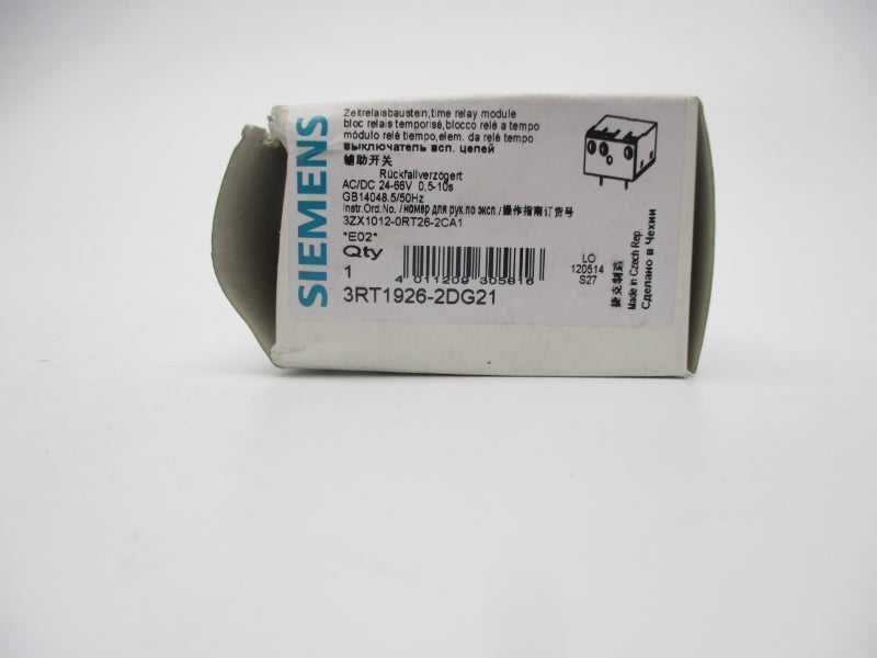 SIEMENS 3RT1926-2DG21 24-66VAC/DC 0.5-10S NSMP
