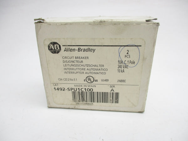 ALLEN BRADLEY 1492-SPU1C100 SER. A 240VAC 10A (PKG OF 2) NSMP