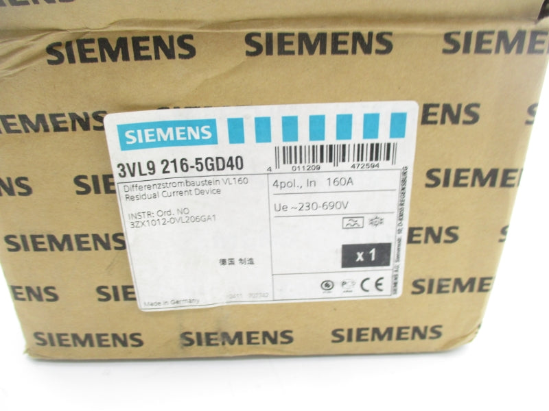 SIEMENS 3VL9216-5GD40 230-690V 160A NSMP