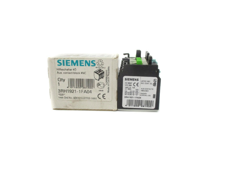SIEMENS 3RH1921-1FA04 240V 10A NSMP