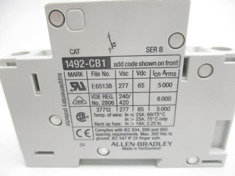 ALLEN BRADLEY 1492-CB1H030 SER. B 277VAC 3A NSNP