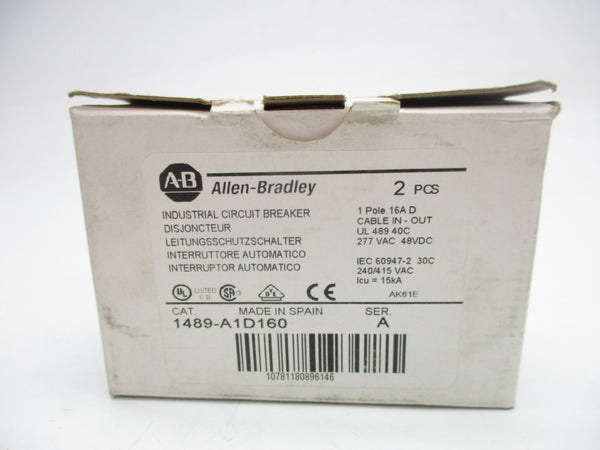 ALLEN BRADLEY 1489-A1D160 SER. A 277VAC 16A ( PKG OF 2 ) NSMP