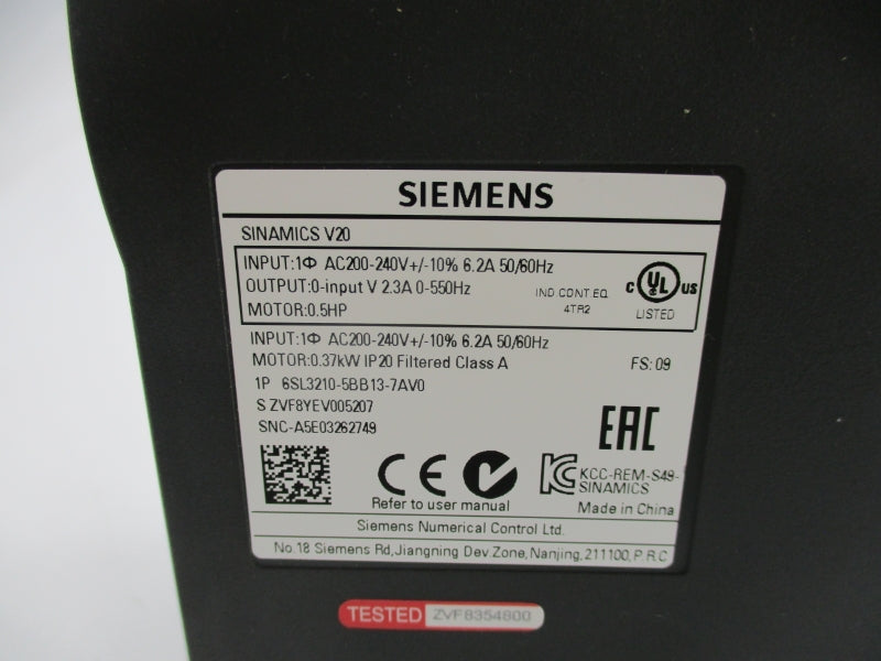 SIEMENS 6SL3210-5BB13-7AV0 200-240V 6.2A NSNP