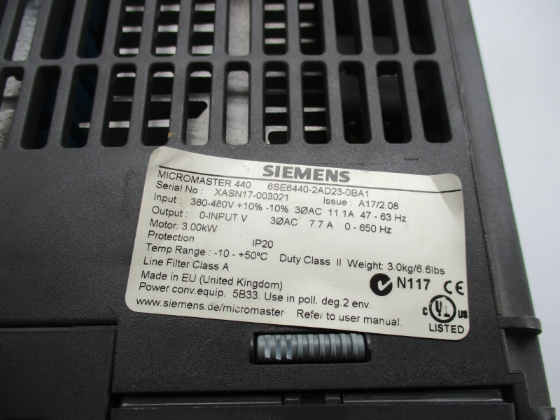 SIEMENS 6SE6440-2AD23-0BA1 308-480V 11.1A NSNP