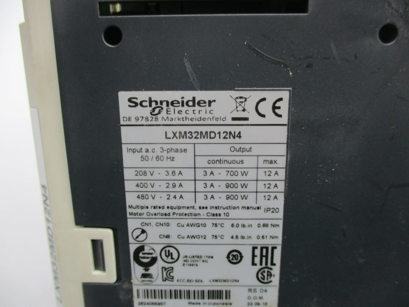 SCHNEIDER ELECTRIC LXM32MD12N4 480V 2.4A NSNP