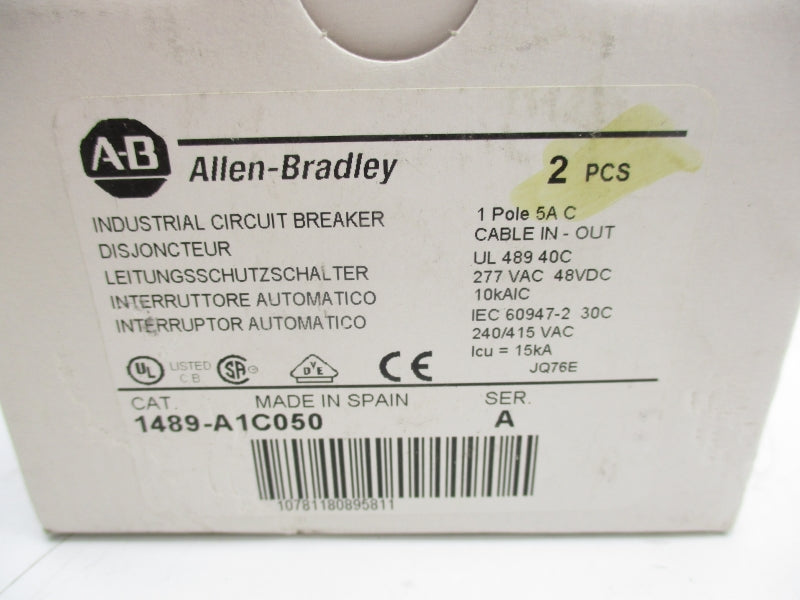 ALLEN BRADLEY 1489-A1C050 SER. A 277VAC 5A (PKG OF 2) NSMP