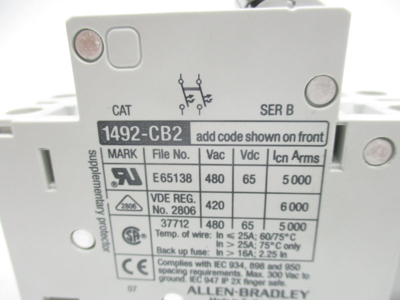 ALLEN BRADLEY 1492-CB2H030 SER. B 480VAC 3A NSNP