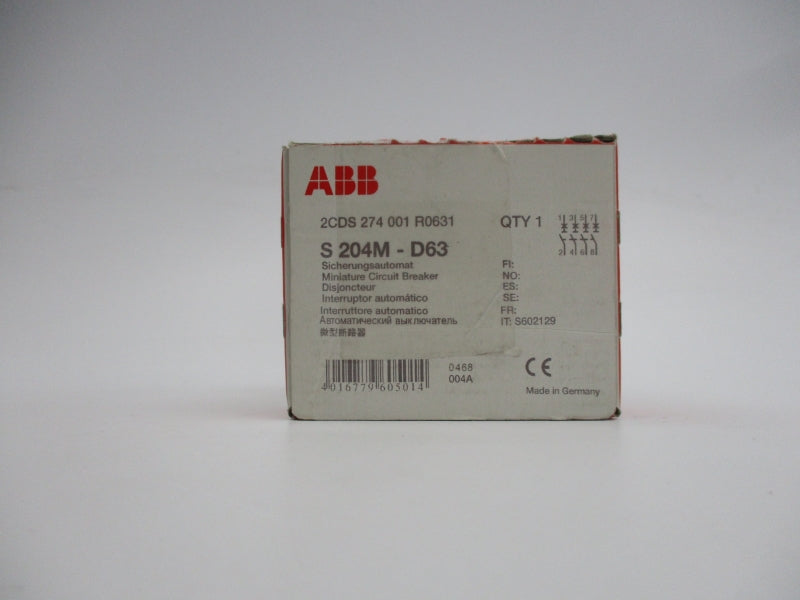ABB 2CDS274001R0631 S204M-D63 400V 63A NSMP