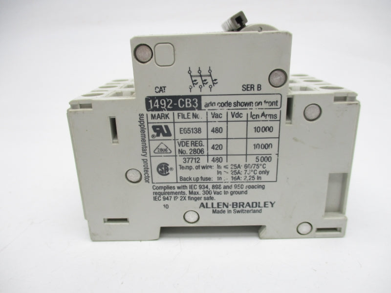 ALLEN BRADLEY 1492-CB3G070 SER. B 480VAC 7A UNMP