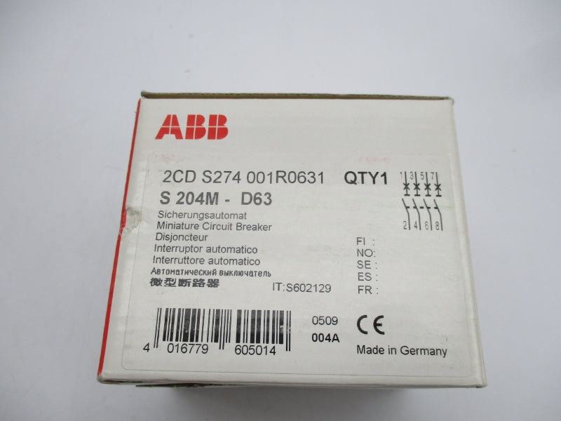 ABB 2CDS274001R0631 S204M-D63 400V 63A NSMP