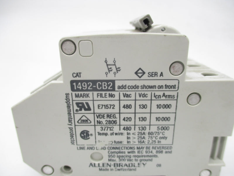 ALLEN BRADLEY 1492-CB2G040 SER. A 480VAC 4A NSNP