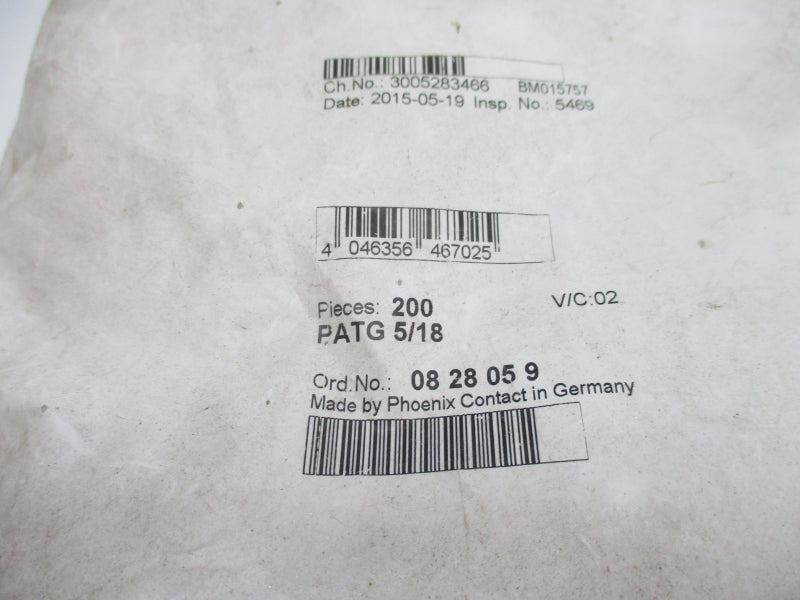 PHOENIX CONTACT PATG5/18 0828059 (PKG OF 200PCS) NSMP