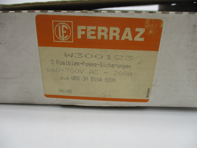 FERRAZ W300123 660-700VAC 200A (PKG OF 3) NSMP