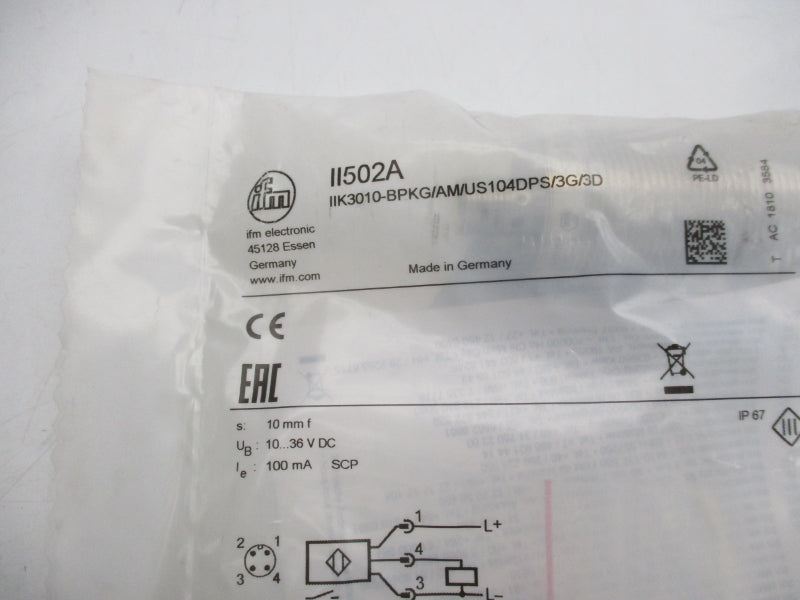 IFM EFECTOR IIK3010-BPKG/AM/US104DPS/3G/3D II502A 10-36VDC NSMP