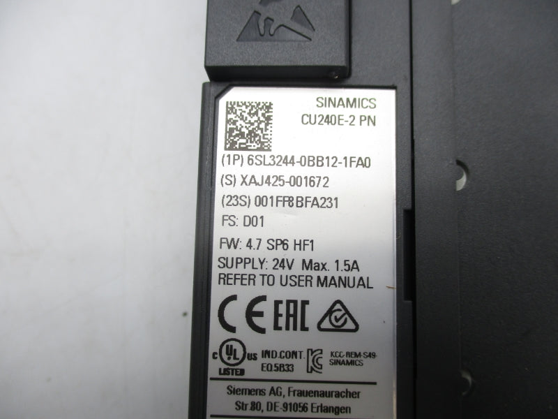 SIEMENS 6SL3244-0BB12-1FA0 24V 1.5A NSNP