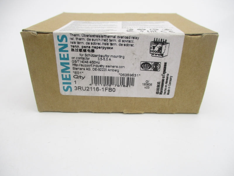 SIEMENS 3RU2116-1FB0 3.5-5.0A NSFS