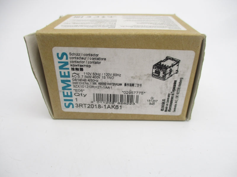 SIEMENS 3RT2018-1AK61 110/120V NSMP
