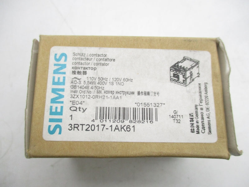 SIEMENS 3RT2017-1AK61 110/120V NSMP