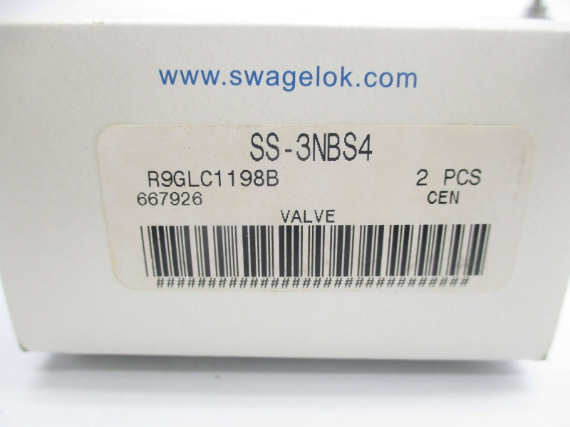 SWAGELOK SS-3NBS4 6000PSI (PKG OF 2) NSMP