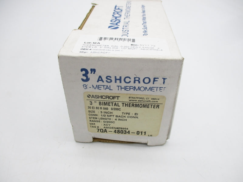 ASHCROFT 30EI60R0400/200C 0/200'C 3" NSMP
