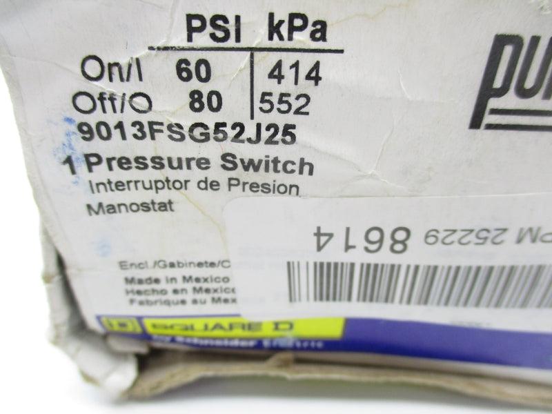 SQUARE D 9013FSG52J25 SER. B 115/230V 60/80PSI NSMP