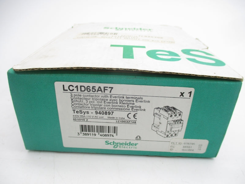 SCHNEIDER ELECTRIC LC1D65AF7 110VAC 65A NSMP