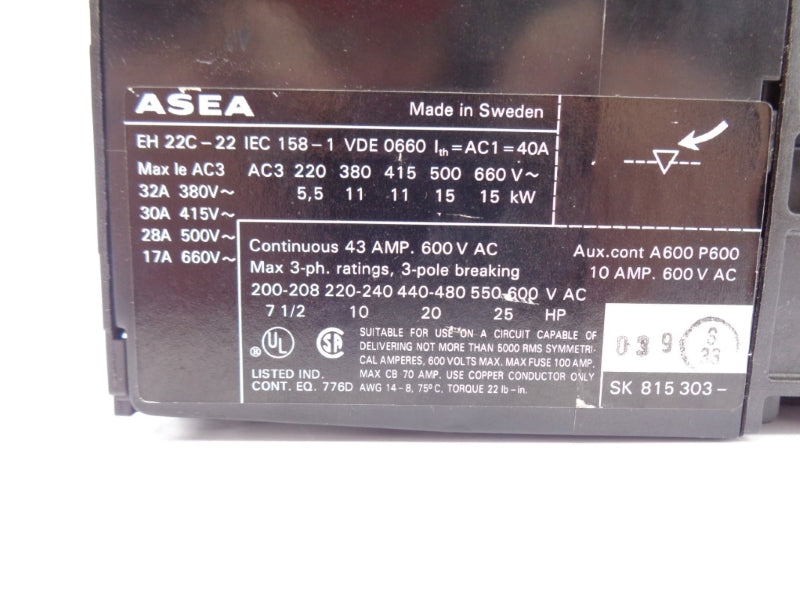 ASEA EH22C-22 220V 10A NSNP
