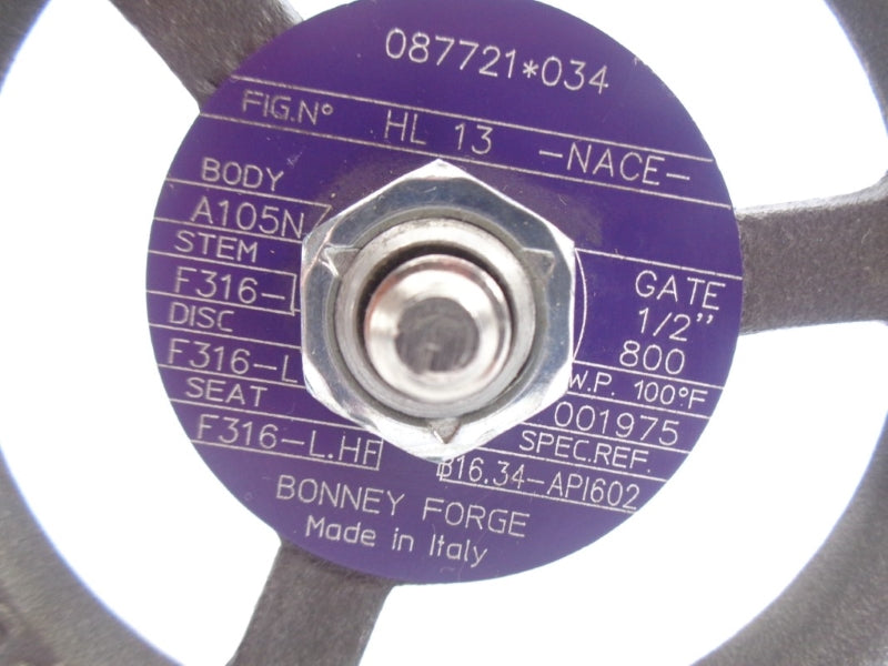 BONNEY FORGE 087721*034 HL13 B16.34-API602 1/2" UNMP