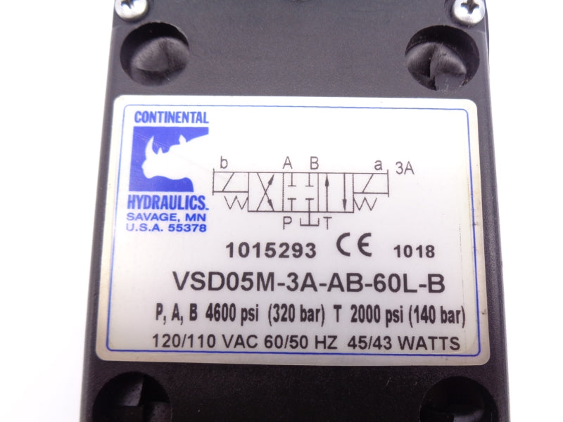 CONTINENTAL HYDRAULICS VSD05M-3A-AB-60L-B 110-120VAC 4600PSI NSNP