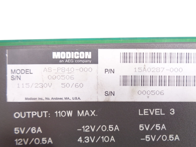 MODICON AS-P840-000 15A0287 REV. A 115/230VAC (NO KEY) UNMP