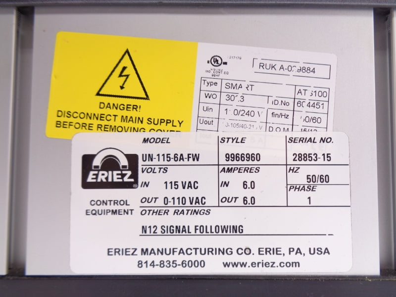 ERIEZ UN-115-6A-FW 115VAC 6.0A NSMP