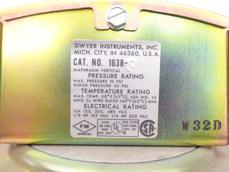 DWYER 1638-2 480VAC 15A 25PSI NSMP