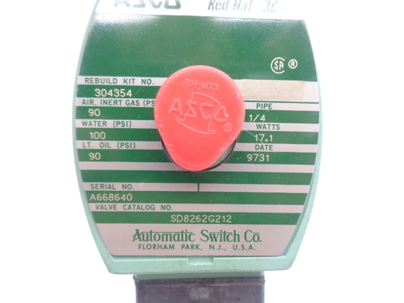 ASCO SD8262G212 120V 100PSI 1/4" UNMP