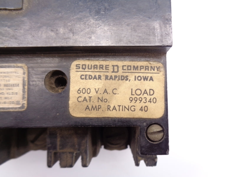 SQUARE D 999340 600VAC 40A UNMP