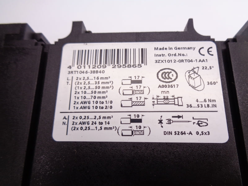SIEMENS 3RT1046-3BB40 24VDC UNMP