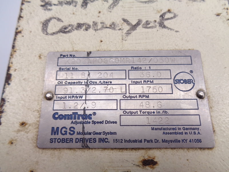 STOBER DRIVES K203AF0360MR142/050W UNMP