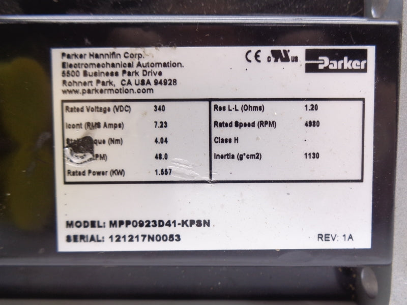 PARKER MPP0923D41-KPSN 340VDC, 7.23A NSNP