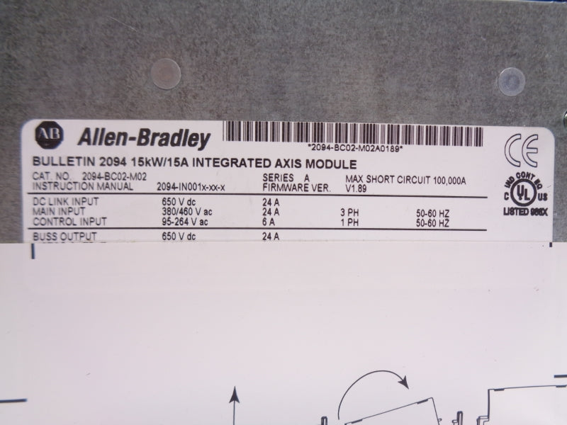 ALLEN BRADLEY 2094-BC02-M02 SER. A F/W 1.89 380/460VAC 24A NSMP