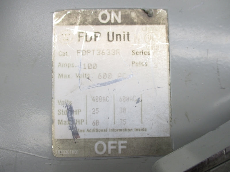 WESTINGHOUSE FDPT3633R 600VAC 100A UNMP
