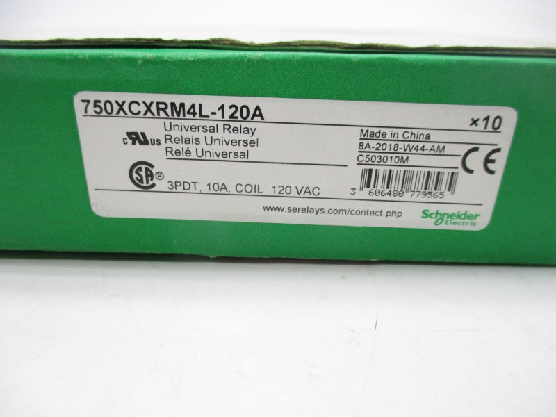 SCHNEIDER ELECTRIC 750XCXRM4L-120A 120VAC 10A (PKG OF 10) NSMP