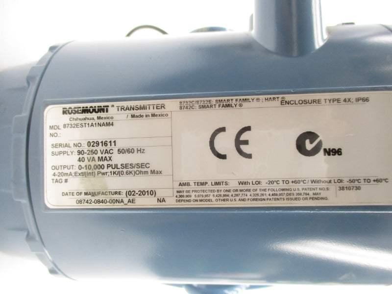 ROSEMOUNT 8705FHE040C1W0NAB3 W/8732EST1A1NAM4 90-250VAC NSNP