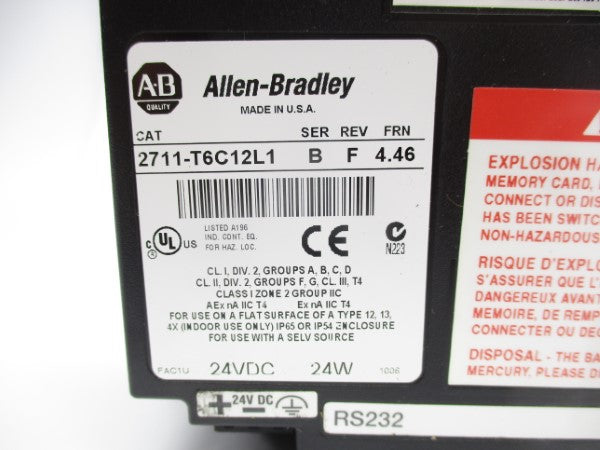 ALLEN BRADLEY 2711-T6C12L1 SER. B F/W 4.46 24VDC NSNP