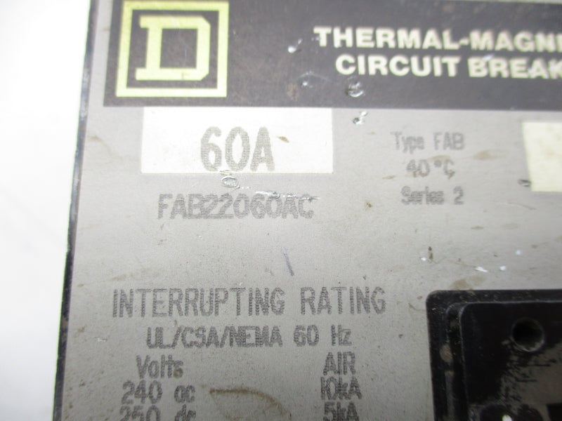 SQUARE D FAB22060AC SER. 2 240VAC 60A UNMP